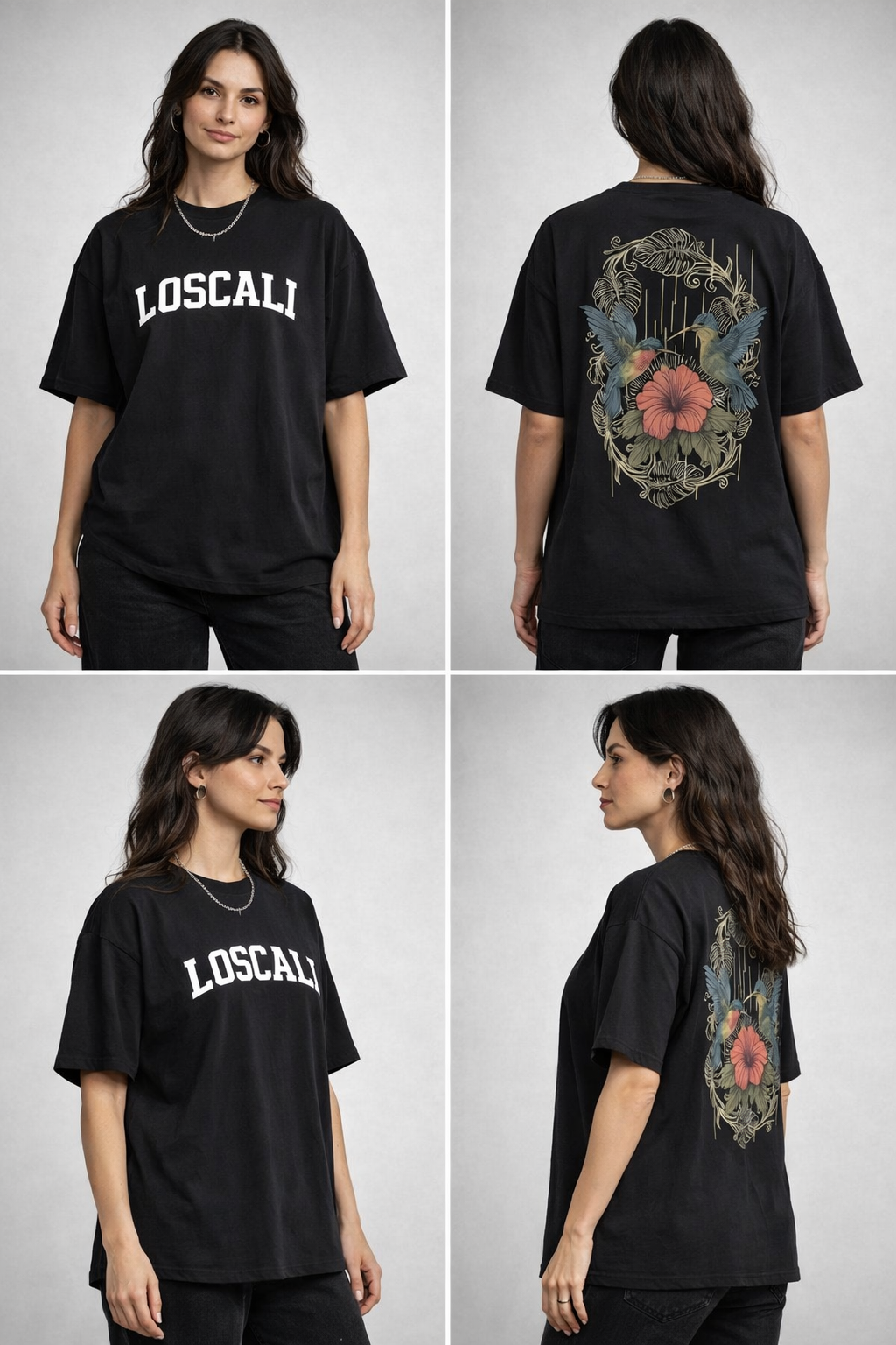 LOSCALI Hummingbird Oversized Tee - Vintage Black