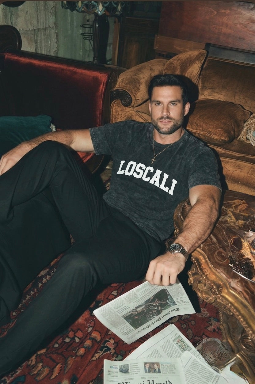 LOSCALI Vintage Washed Oversized Eagle Graphic T-Shirt