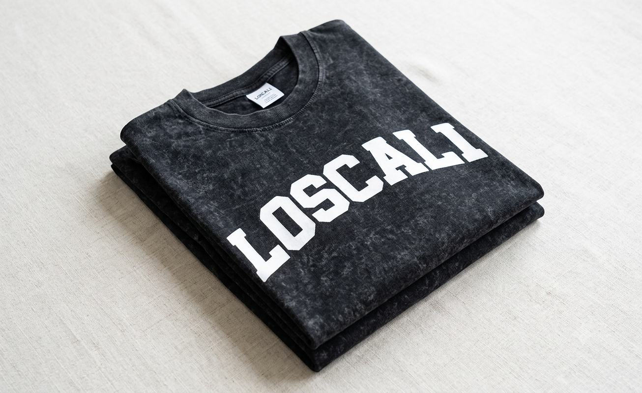 LOSCALI Vintage Washed Oversized Eagle Graphic T-Shirt